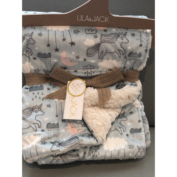 lila & jack Other New Lila Jack Blue Pink Unicorn Baby Blanket